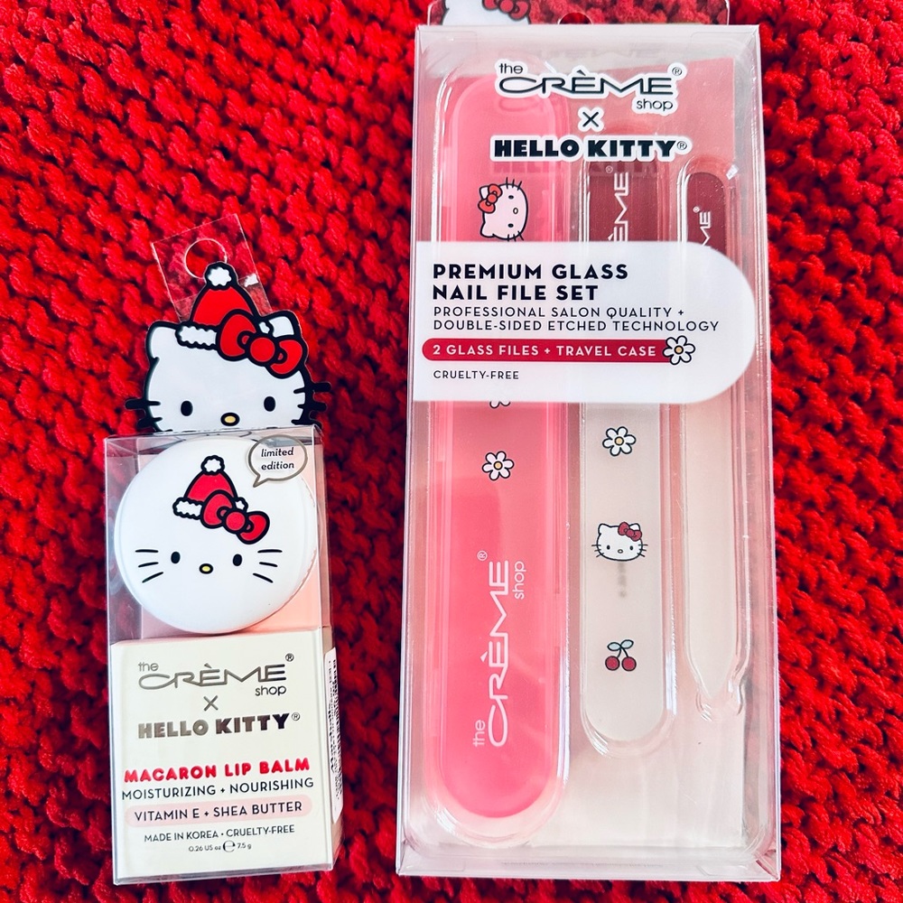 Hello Kitty holiday lip balm and flower nail file set